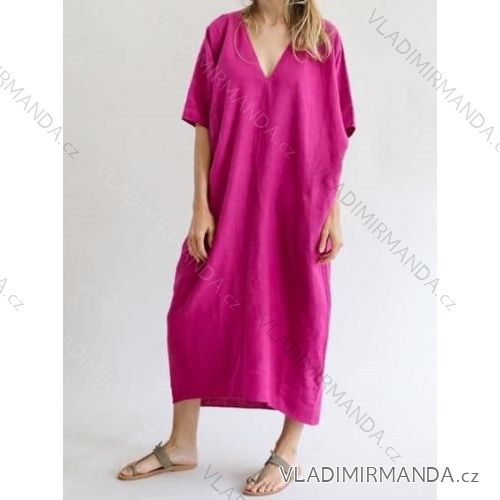 Maxi Summer Oversized Short Sleeve Dress Women's (S / M ONE SIZE) ITALIAN FASHION IMM2253539CREP