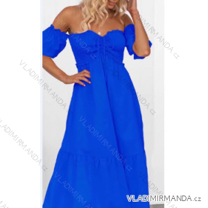 Women's Long Summer Carmen Dress (S/M ONE SIZE) ITALIAN FASHION IMWOP22OP0526