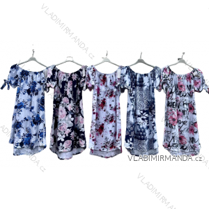 Summer Floral Carmen Short Sleeve Women's Plus Size Dress (XL/2XL ONE SIZE) ITALIAN FASHION IMD22607