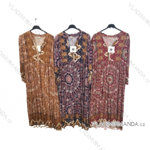 Women's Summer Boho Long Short Sleeve Dress (S/M ONE SIZE) ITALIAN FASHION IMPLI223787