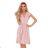 385-1 WENDY Pleated dress with an envelope neckline - powder pink