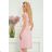 385-1 WENDY Pleated dress with an envelope neckline - powder pink