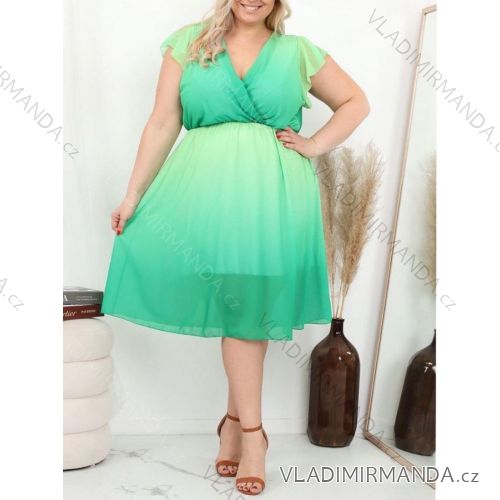 Women's Plus Size Summer Chiffon Short Sleeve Dress (XL/2XL/3XL ONE SIZE) ITALIAN FASHION IMWGM22OMBRE