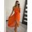 Women's Lace Summer Strapless Dress (UNI S-M) ITALIAN FASHION IMM20304 S/M Orange