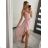 Women's Lace Summer Strapless Dress (UNI S-M) ITALIAN FASHION IMM20304 S/M Orange