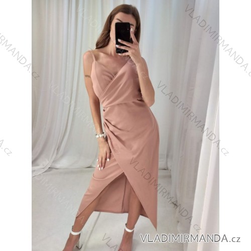 Šaty letní na ramínka dámské (S/M ONE SIZE) ITALSKÁ MÓDA IMPBB22B21841 Old-pink S/M