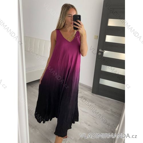 Summer short sleeve summer dress (S / M ONE SIZE) ITALIAN FASHION IMWY21019 purple S-2XL