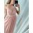 Women's long elegant dress with straps (S/M ONE SIZE) ITALIAN FASHION IMPSH243670 beige S/M