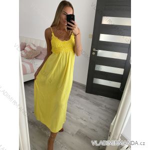 Women's Long Summer Dress with Lace Straps (S/M ONE SIZE) ITALIAN FASHION IMWB22082