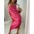 Women's long summer satin strapless dress (S / M ONE SIZE) ITALIAN FASHION IMWB222457 Pink dark S/M