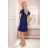 359-3 A trapezoidal dress with frills on the shoulders - royal blue