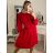 Women's Warm Long Sleeve Dress (L / XL ONE SIZE) ITALIAN FASHION IM422BETY red M / L