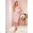 192-13 Elegant midi dress with frill - powder pink