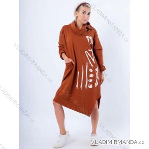 Women's Plus Size Oversize Long Sleeve Sweatshirt Dress (XL/2XL ONE SIZE) ITALIAN FASHION IMC22607