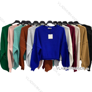 Women's Plus Size Short Knitted Long Sleeve Sweater (2XL/3XL ONE SIZE) ITALIAN FASHION IMC22615