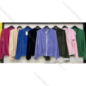 Women's Long Sleeve Velvet Bomber Jacket (S/M ONE SIZE) ITALIAN FASHION IMWB22237