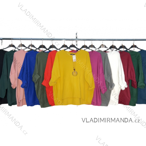 Shirt 3/4 sleeve ladies strip (4XL/5XL ONE SIZE) ITALSKÁ MÓDA IM422026