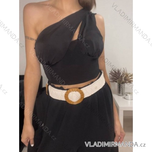 Šaty letní na ramínka dámské (S/M ONE SIZE) ITALSKÁ MÓDA IMPBB22B21841 Black S/M