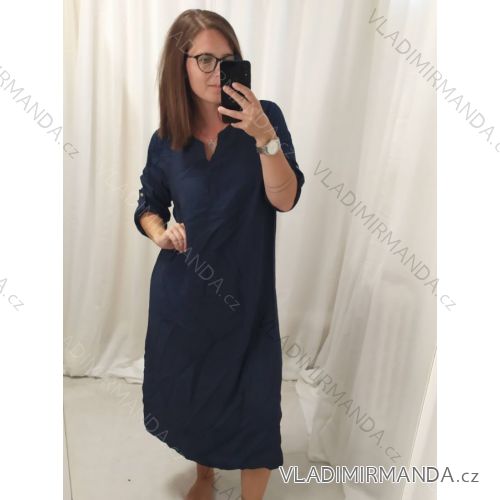 Women's Plus Size Long Sleeve Dress (XL/2XL ONE SIZE) ITALIAN FASHION IMC22546 XL/2XL black