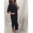 Women's Plus Size Long Sleeve Dress (XL/2XL ONE SIZE) ITALIAN FASHION IMC22546 XL/2XL black