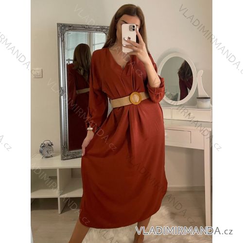 Dress elegant with belt 3/4 long sleeve women's plus size (XL/2XL ONE SIZE) ITALIAN FASHION IMC22517