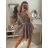 Šaty elegantní dlouhý rukáv dámské (S/M ONE SIZE) ITALSKÁ MÓDA IMM22SARA Brown S/M