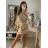 Elegant mini long sleeve dress for women (UNI S / M) ITALIAN FASHION IMM20928 béžová S/M