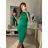 Women's Long Knitted Turtleneck Short Sleeve Dress (S/M ONE SIZE) ITALIAN FASHION IMM22FD51751 béžová S/M