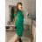 Women's Long Knitted Turtleneck Short Sleeve Dress (S/M ONE SIZE) ITALIAN FASHION IMM22FD51751 béžová S/M