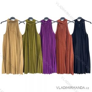 Women's Sleeveless Pleated Dress (S/M ONE SIZE) ITALIAN FASHION IMPLM22120380115