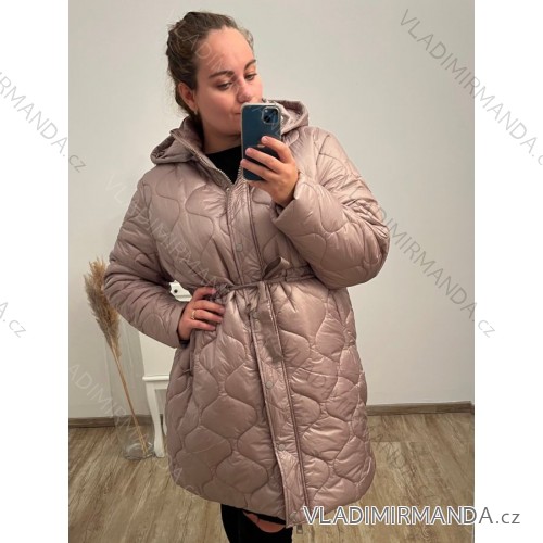 Women's Plus Size Winter Jacket (54-62) POLISH FASHION LIB22LD-7738 Dark beige 56