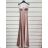 Women's long party dress with straps (S/M ONE SIZE) ITALIAN FASHION IMPSH2450038 pink S/M