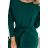 394-1 Dress with long sleeves and a binding at the waist - green
