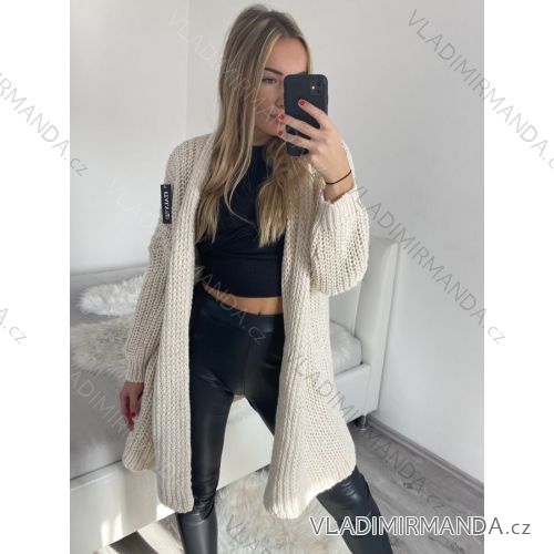 Cardigan pletený dlouhý rukáv dámský (2XL/3XL ONE SIZE) ITALSKÁ MÓDA IMD211011