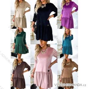 Women's Warm Velvet Long Sleeve Dress (S/M ONE SIZE) ITALIAN FASHION IMD22955