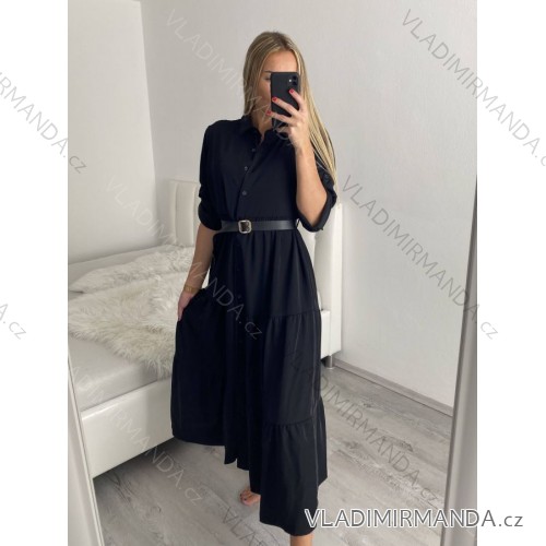 Šaty letní na ramínka dámské (S/M ONE SIZE) ITALSKÁ MÓDA IMPBB22B21841 black S/M