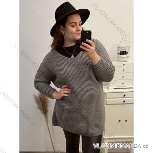 Knitted Dress Ala Sweater Long Sleeve Women's Plus Size (XL / 2XL ONE SIZE) ITALIAN FASHION IM4212262