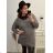 Knitted Dress Ala Sweater Long Sleeve Women's Plus Size (XL / 2XL ONE SIZE) ITALIAN FASHION IM4212262 Old-pink