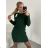 Women's Warm Long Sleeve Dress (L / XL ONE SIZE) ITALIAN FASHION IM421MIA S/M Emerald