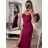 Elegant formal dress with straps for women (S / M ONE SIZE) ITALIAN FASHION IM321576 Wine S/M