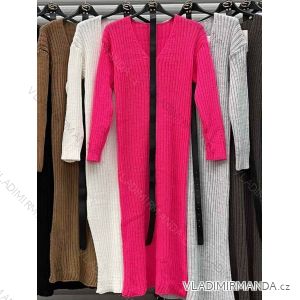 Women's Long Sleeve Belted Knitted Long Dress (S/M/L ONE SIZE) ITALIAN FASHION IMWBB223675