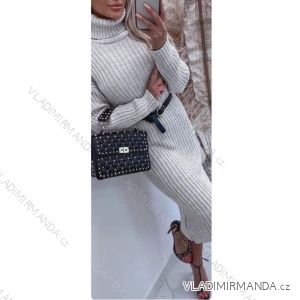 Women's Long Knitted Warm Turtleneck Long Sleeve Dress (S/M ONE SIZE) ITALIAN FASHION IMWL22001