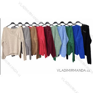 Svetr úpletový dlouhý rukáv dámský (S/M ONE SIZE) ITALSKÁ MÓDA IMP22003000070