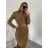 Women's Long Sleeve Turtleneck Knitted Dress (S/M ONE SIZE) ITALIAN FASHION IMWAA223600 S/M Brown