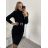 Women's Long Sleeve Turtleneck Knitted Dress (S/M ONE SIZE) ITALIAN FASHION IMWAA223600 S/M Brown