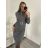 Women's Long Sleeve Turtleneck Knitted Dress (S/M ONE SIZE) ITALIAN FASHION IMWAA223600 S/M Brown