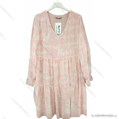 Women's Elegant Long Sleeve Dress (S / M ONE SIZE) ITALIAN FASHION IMWP21u3727 pink M / L