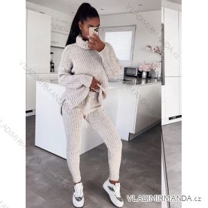 Women's Long Sleeve Knitted Turtleneck Sweater and Leggings Set (S/M ONE SIZE) ITALIAN FASHION IMWAA22511