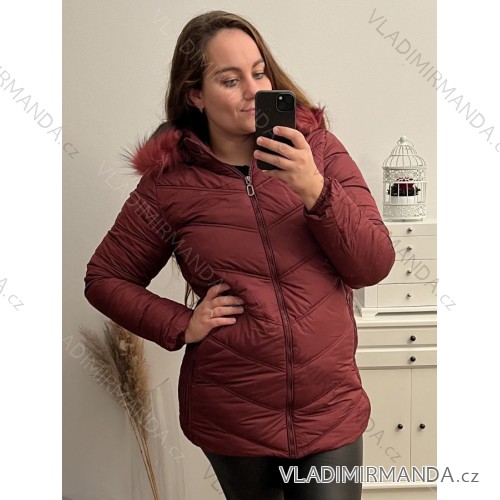 Bunda Zimní s kapucí nadrozměr (4XL-9XL) Victoria rossi ELR22ROSE9330 Wine 6XL