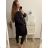 Women's Warm Long Sleeve Dress (L / XL ONE SIZE) ITALIAN FASHION IM421MIA 3xl / 4xl black